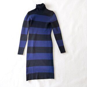 J. Crew cotton blend knit stripe turtleneck dress